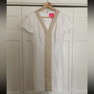 Lily Pulitzer white and gold shift dress